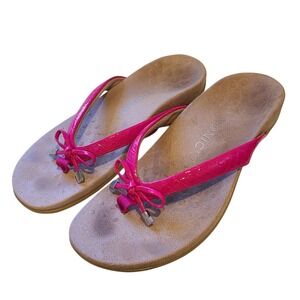 Vionic Sandals Bella II Pink Bow Flip Flop Comfort‎ Orthotic Thongs Womens 8.5